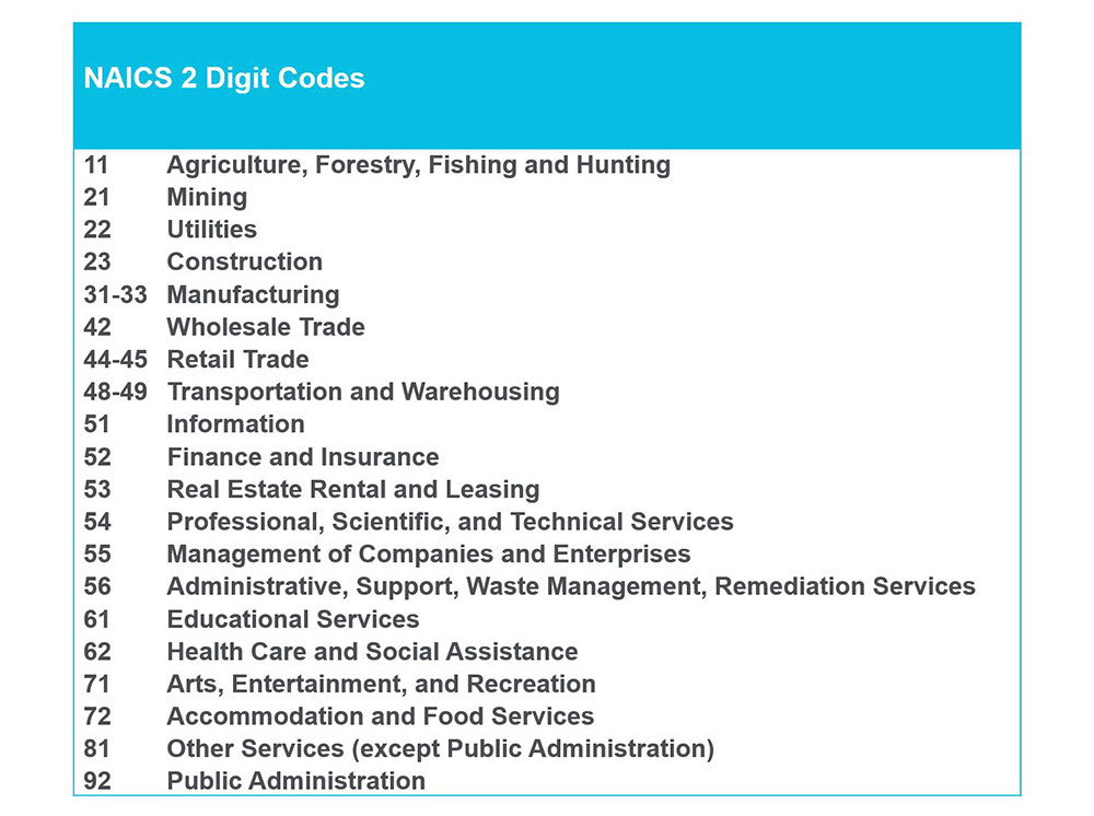 Naics Codes 2025 List